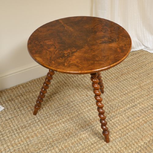 Unusual Figured Antique Walnut Victorian Low Occasional Table