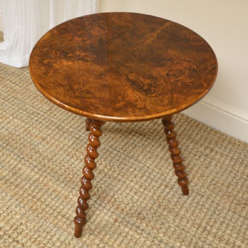 fig 1. Unusual Figured Antique Walnut Victorian Low Occasional Table