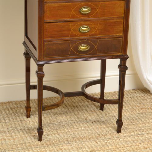 fig 1. Striking Figured Mahogany Edwardian Inlaid Antique Music Cabinet