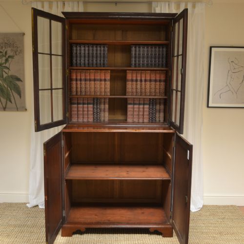fig 1. Large George III Mahogany Glazed Bookcase on Cupboard