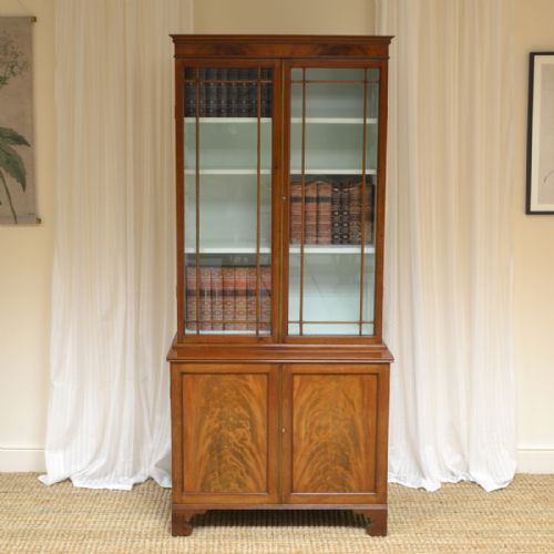 Small Glazed Edwardian Mahogany Antique Bookcase