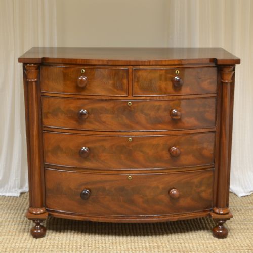 Spectacular Quality Victorian Mahogany Antique Bow Fronted Chest of Drawers