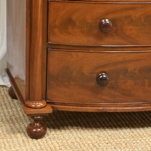 fig 1. Spectacular Quality Victorian Mahogany Antique Bow Fronted Chest of Drawers
