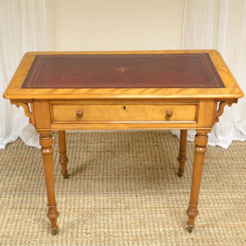 Unusual Victorian Satin Birch Antique Writing Table