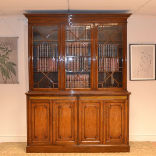 Spectacular S & H Jewell Large Victorian Mahogany Antique Library Bookcase