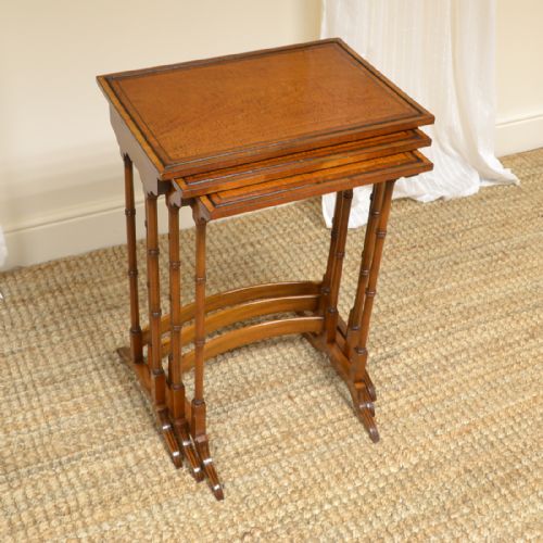 Unusual High Quality Antique Satinwood Nest of Three Tables