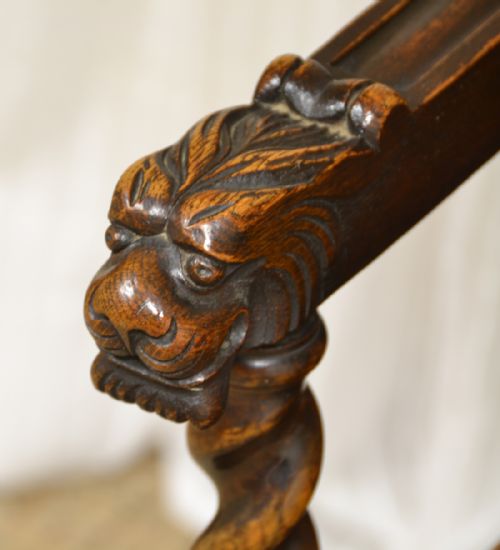 fig 1. Quality Edwardian Maple & Co Carved Oak Bench