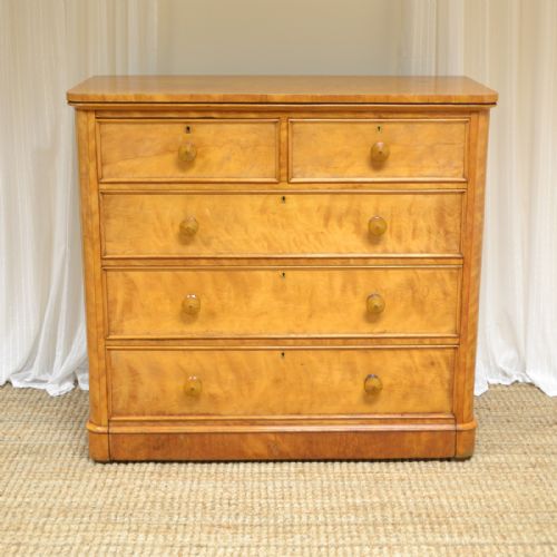 Characterful Satin Birch Victorian Antique Chest of Drawers