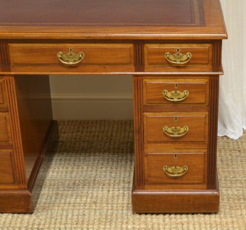 fig 1. High Quality Victorian Maple & Co Antique Pedestal Desk