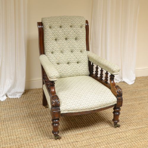 Unusual Victorian Antique Library Armchair