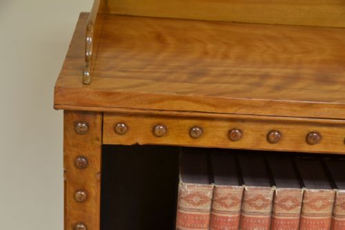 fig 1. Unusual Large Satin Birch Victorian Antique Open Bookcase