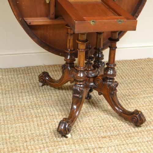 fig 1. Spectacular Figured Walnut Victorian Oval Antique Dining Table