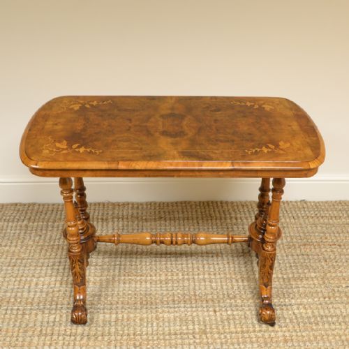 Beautiful Inlaid Walnut Antique Victorian Side Table