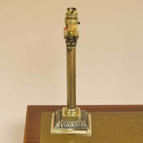 Small Vintage Solid Brass Corinthian Column Lamp Base
