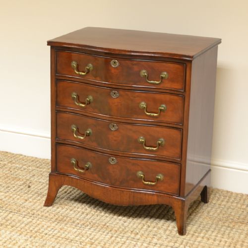 Small Edwardian Mahogany Serpentine Antique Chest of Drawers