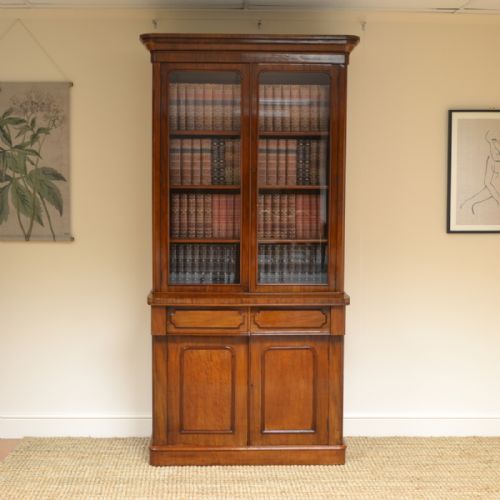 Victorian Figured Mahogany Antique Bookcase