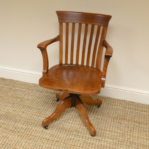 Edwardian Oak Antique Swivel Office Chair