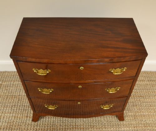 fig 1. Small Bow Fronted Regency Antique Chest of Drawers