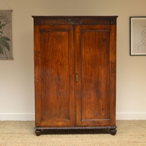 Rare Rosewood Regency Antique Double Wardrobe