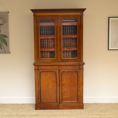 Small Slim Victorian Mahogany Antique Bookcase