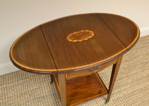 fig 1. Small Inlaid Mahogany Antique Edwardian Sofa Table