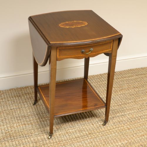 Small Inlaid Mahogany Antique Edwardian Sofa Table