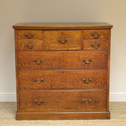 Large Victorian Oak Antique Chest of Drawers
