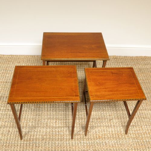 fig 1. Edwardian Inlaid Antique Nest of 3 Tables