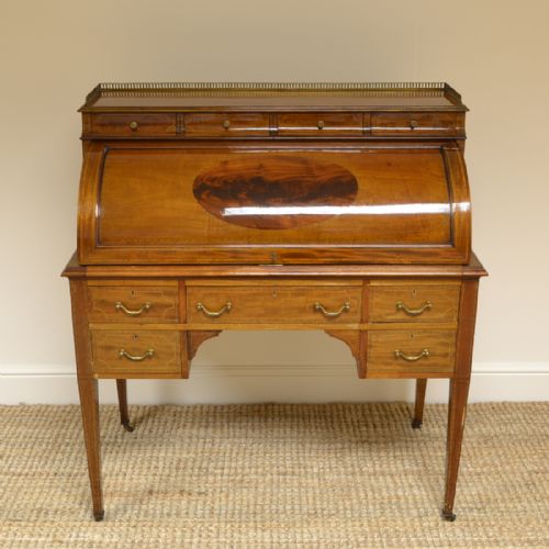 High Quality Victorian Mahogany Antique Cylinder Desk