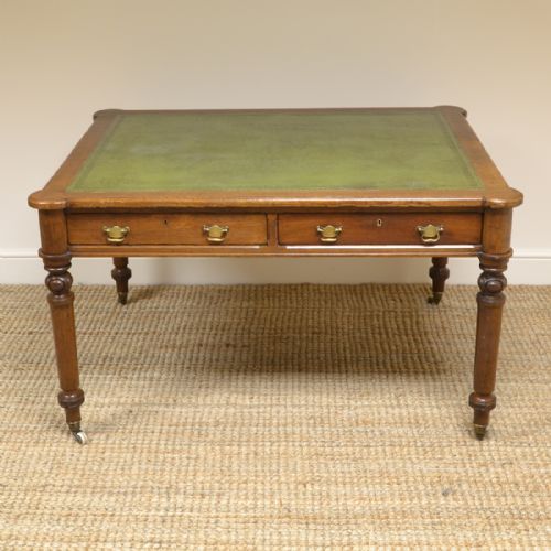 Victorian Oak Antique Partners Writing Table