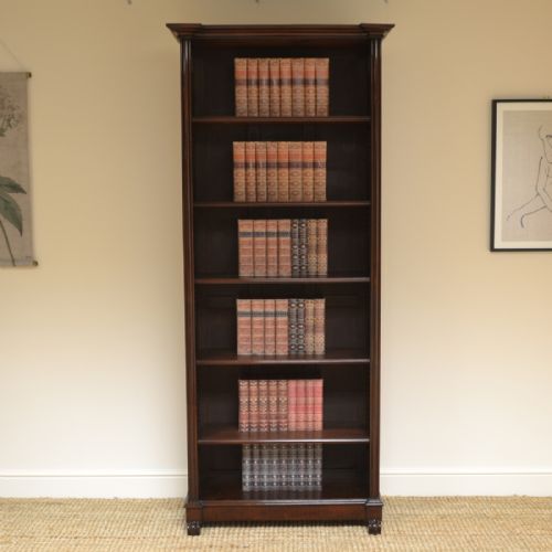 Tall Slim Victorian Antique Open Bookcase