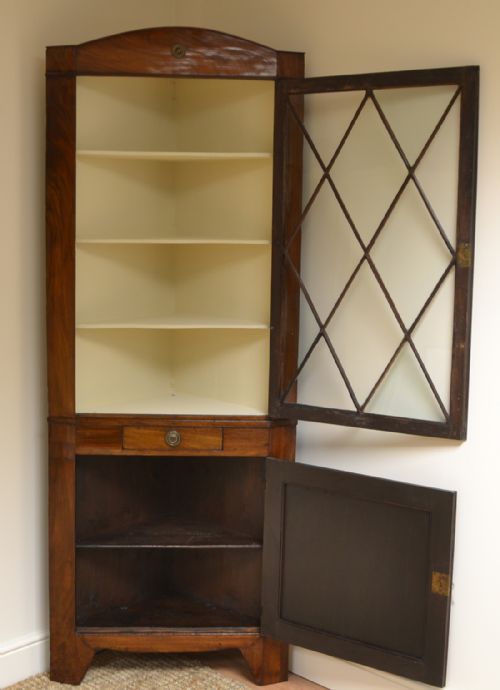 fig 1. Georgian Mahogany Floor Standing Antique Corner Cabinet