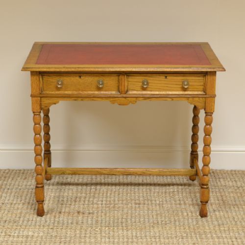 Edwardian Golden Oak Antique Writing Table