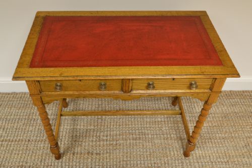 fig 1. Edwardian Golden Oak Antique Writing Table