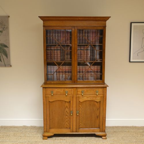 Spectacular Golden Oak Edwardian Antique Bookcase