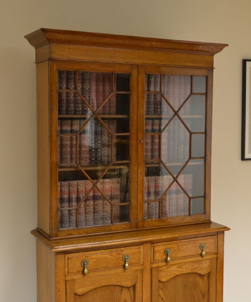 fig 1. Spectacular Golden Oak Edwardian Antique Bookcase