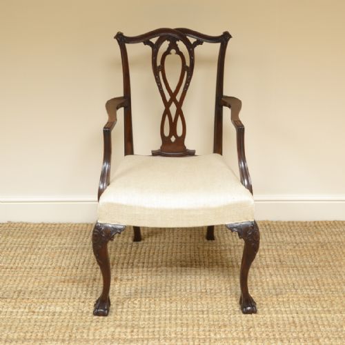 fig 3. Pair of Chippendale Design Antique Carver Armchairs