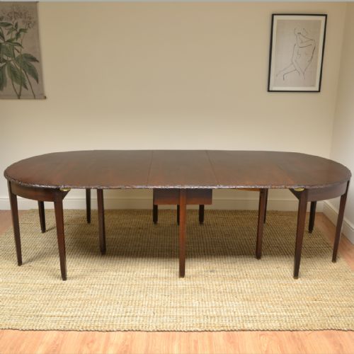 Large Georgian Mahogany D End Antique Dining Table