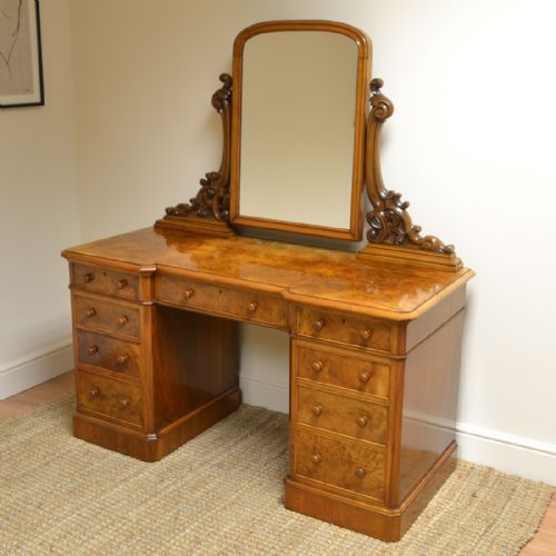 Spectacular Burr Walnut Victorian Antique Dressing Table