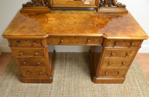 fig 1. Spectacular Burr Walnut Victorian Antique Dressing Table