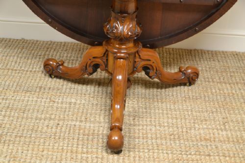 fig 1. Striking Burr Walnut Victorian Circular Antique Dining Table