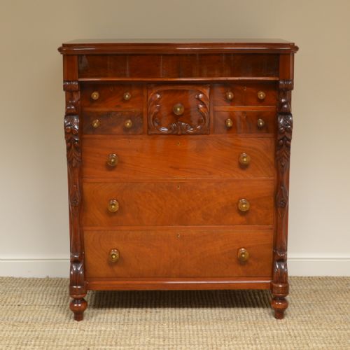 Large Victorian Mahogany Tall Scottish Antique Chest of Drawers