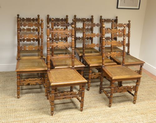 fig 2. Set of Ten Fruitwood Antique Farmhouse Chairs