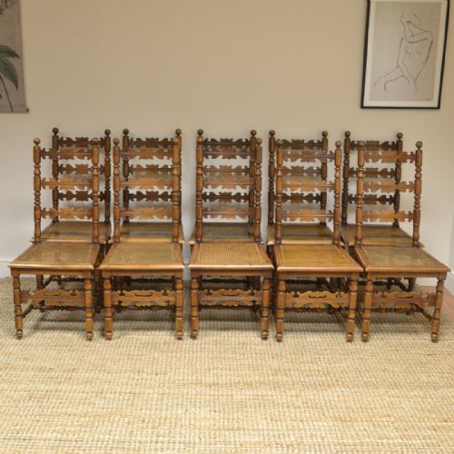 fig 3. Set of Ten Fruitwood Antique Farmhouse Chairs