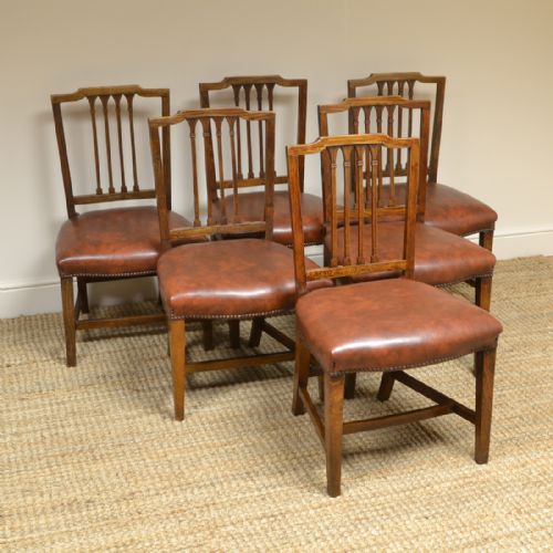 fig 2. Set of Six Georgian Elm Country House Antique Dining Chairs