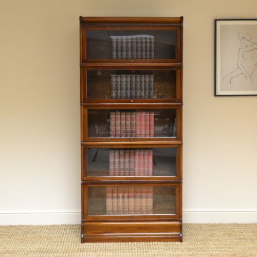 Tall Globe Wernicke Walnut Antique Barristers Bookcase