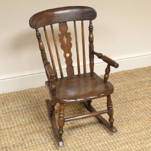 Georgian Child’s Elm Antique Windsor Rocking Chair