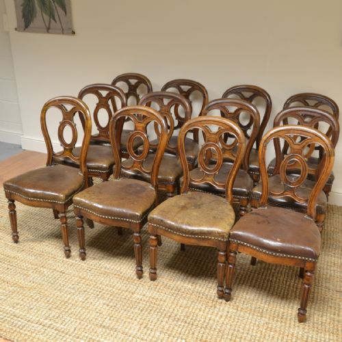 fig 2. Twelve Oak Victorian Antique Dining Chairs