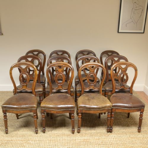 fig 3. Twelve Oak Victorian Antique Dining Chairs