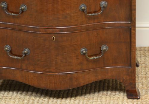 fig 2. Small Rich Mahogany Serpentine Shaped Victorian Antique Chest of Drawers